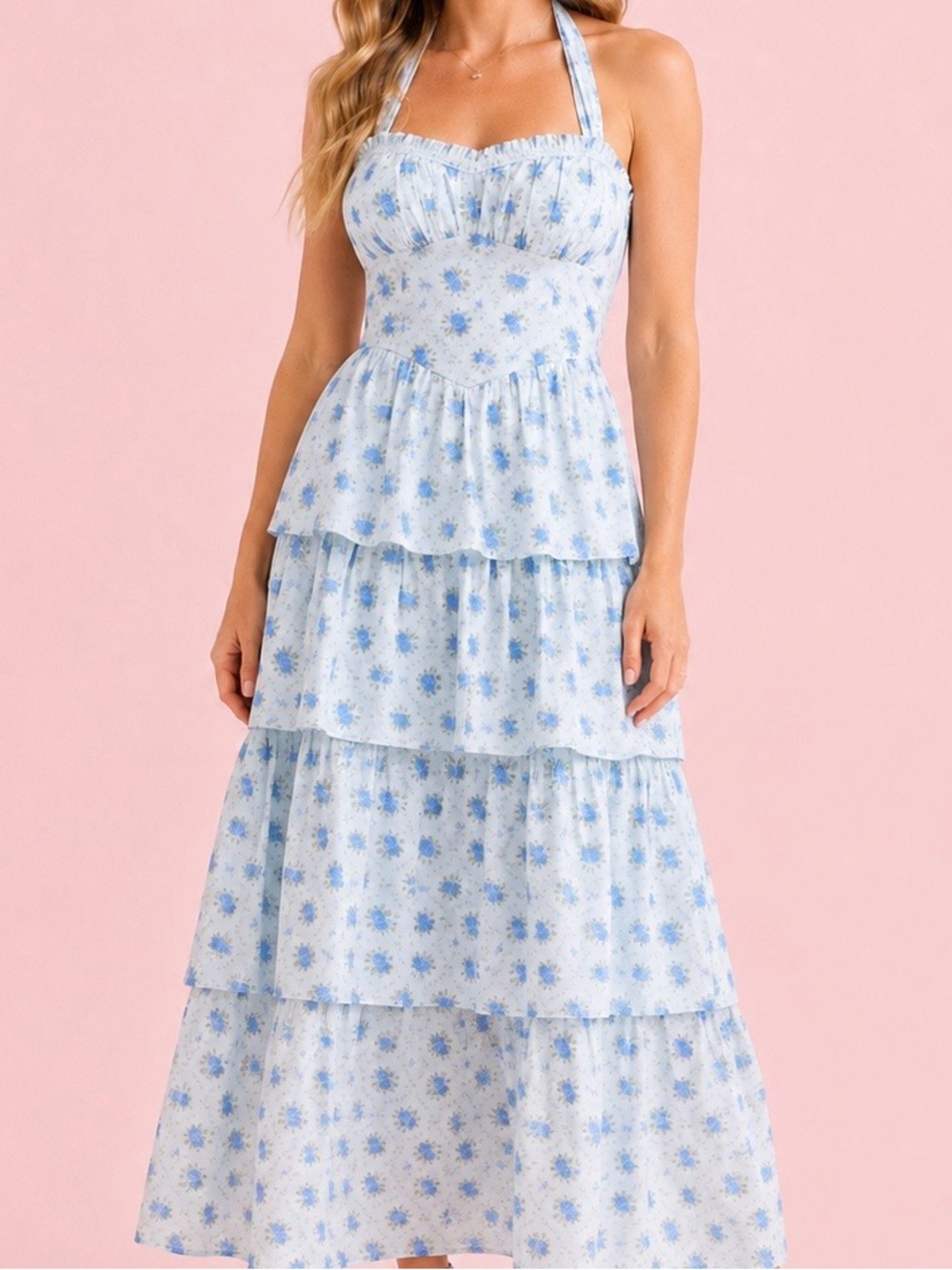 NEW Altar’d State Light Blue Solene Floral Maxi Dress Size S and M Available NWT